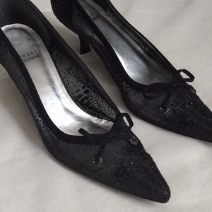 Black Sparkle Mesh & Canvas Stuart Weitzman Heels